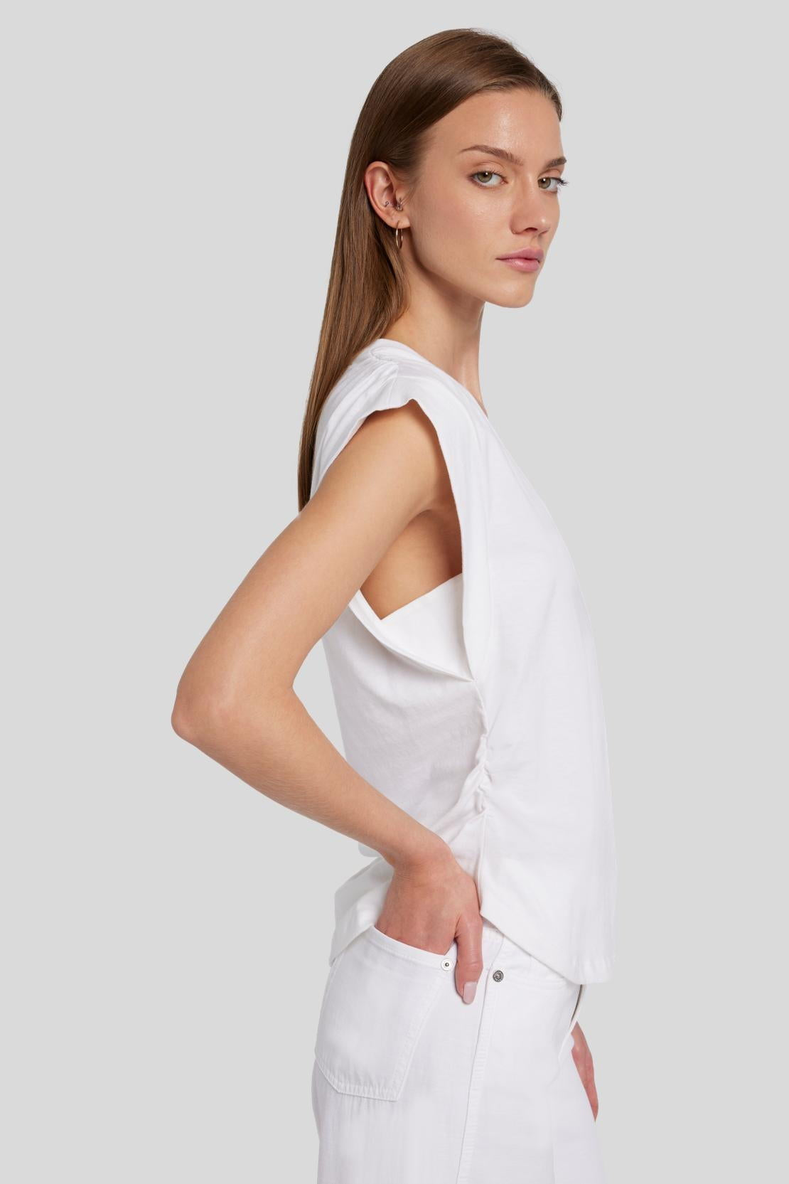 Pleated Sleeveless Tee Cotton White_JSLL5770WH_WH_03