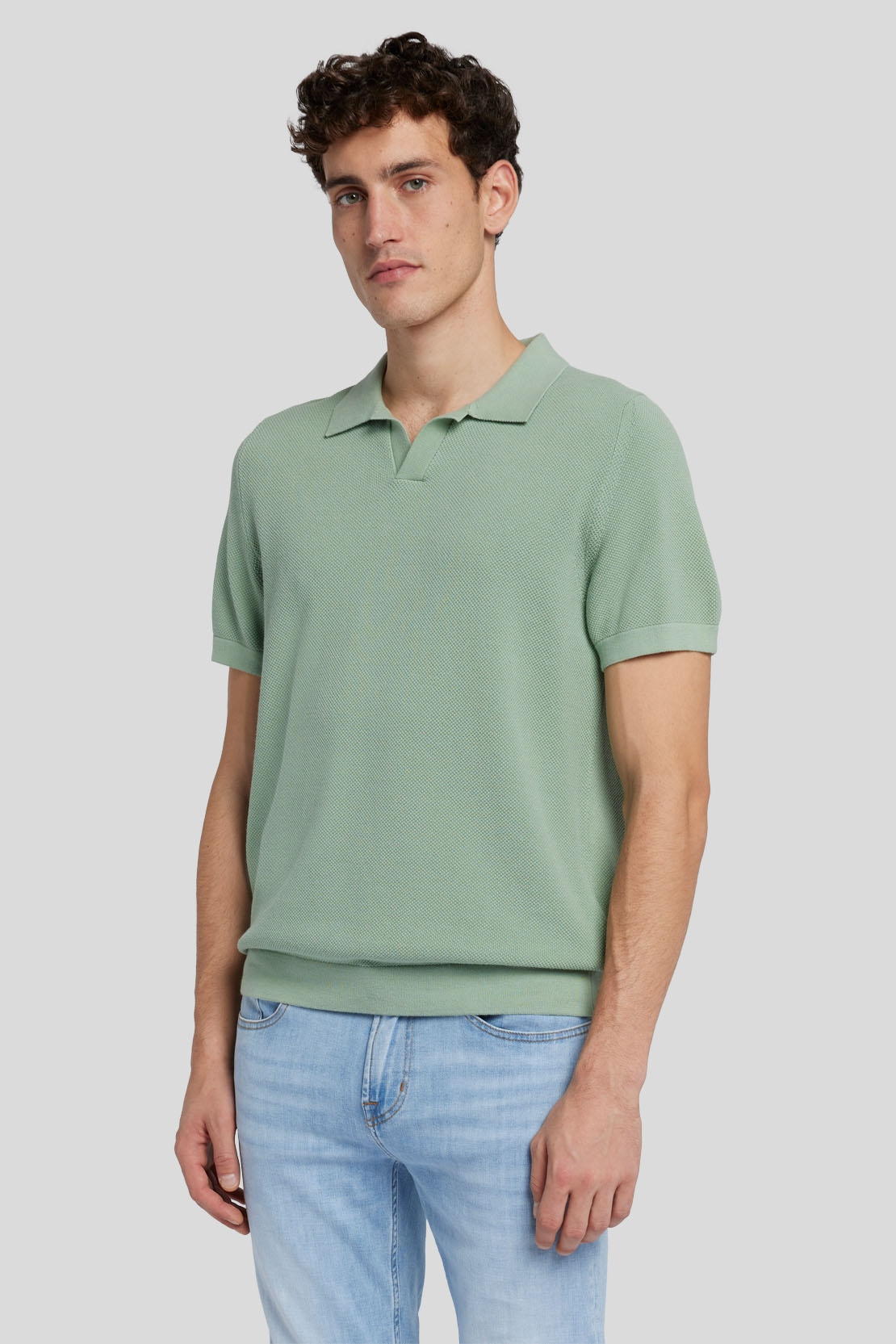 Polo Cotton Textured Celadon_JSMM2300CE_CE_01