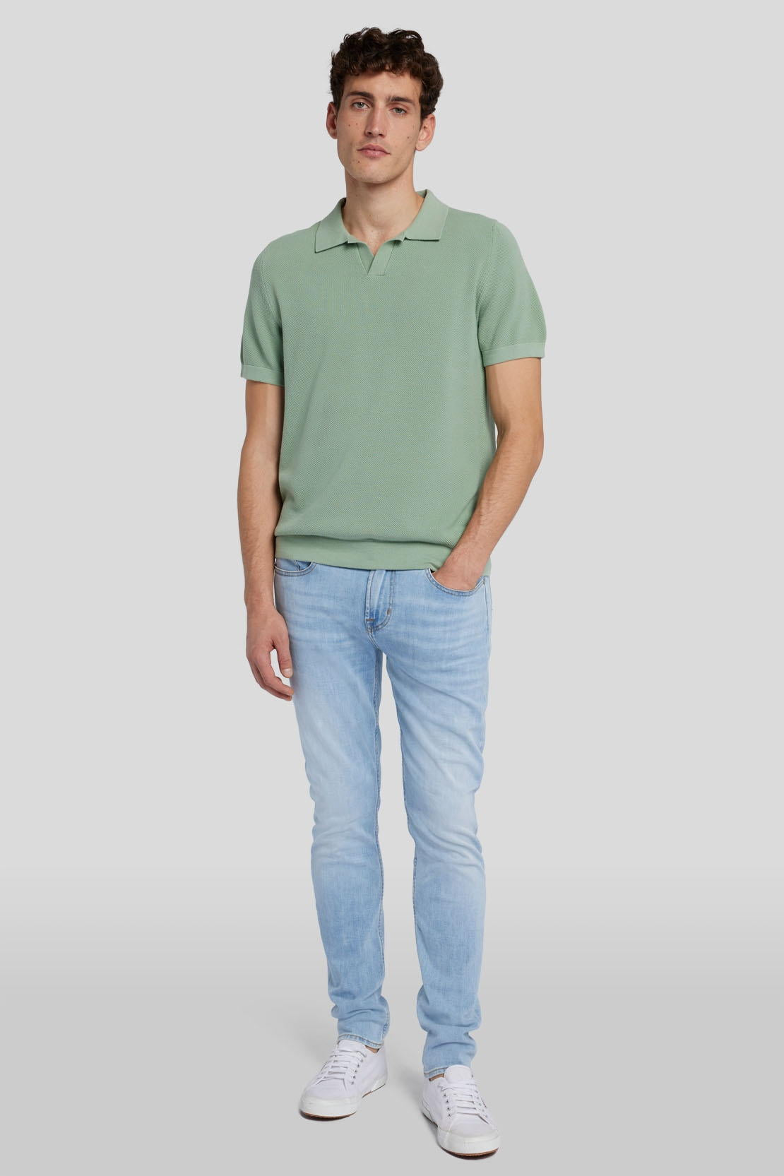 Polo Cotton Textured Celadon_JSMM2300CE_CE_02