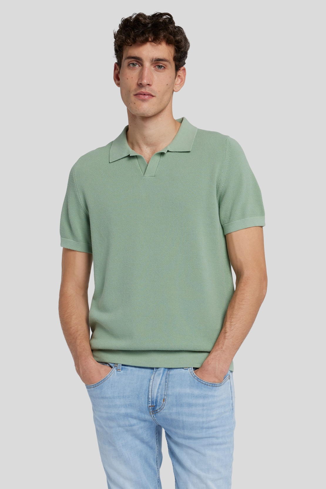 Polo Cotton Textured Celadon_JSMM2300CE_CE_05