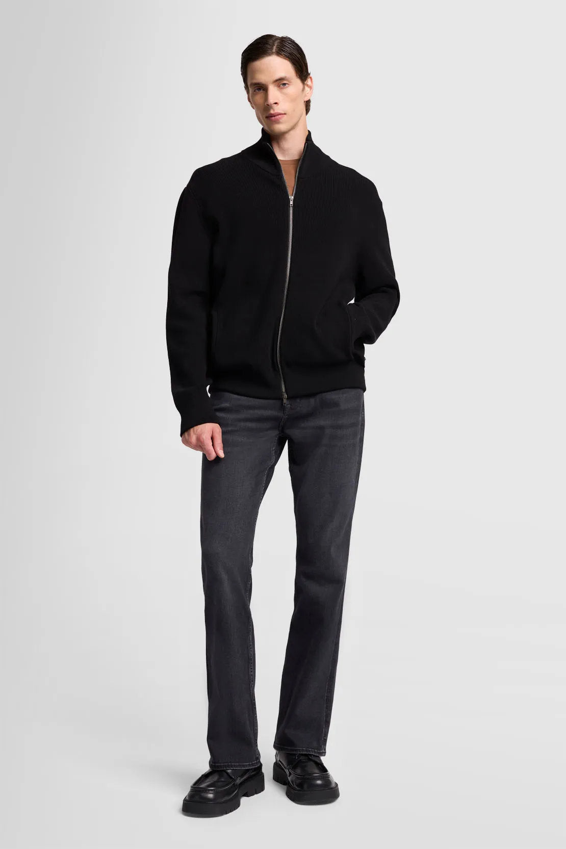 Full Zip Sweater Luxe Performance Black_JSWM2260BK_BK_02