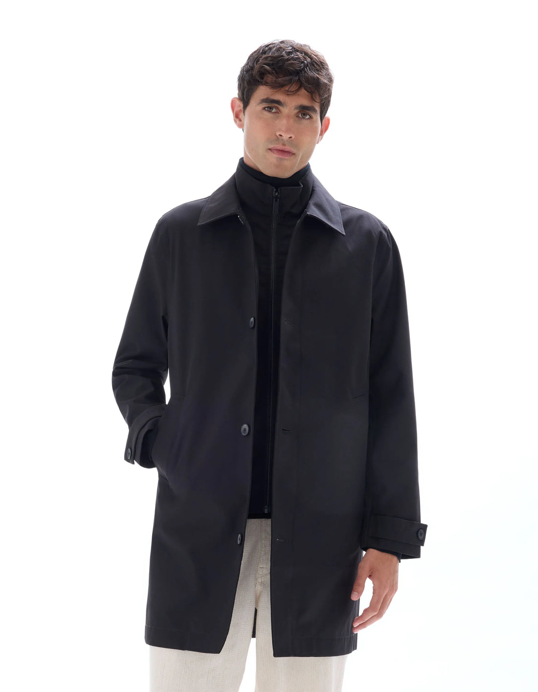 Celio_Black_Trench Coat with Removable Lining_JUCARCOAT1_BLACK_01