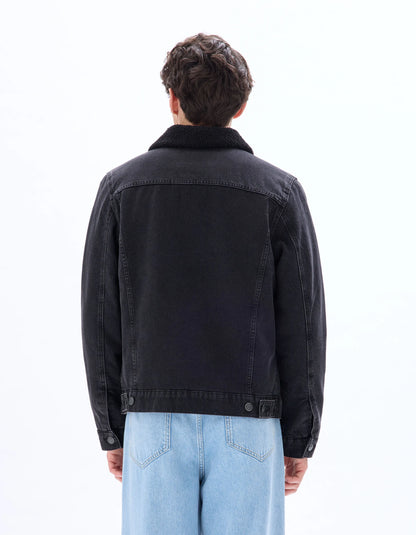 Celio_Faded Black_Sherpa-Lined Denim Jacket_JUDENSHERP_FADED BLACK_03