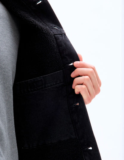 Celio_Faded Black_Sherpa-Lined Denim Jacket_JUDENSHERP_FADED BLACK_05