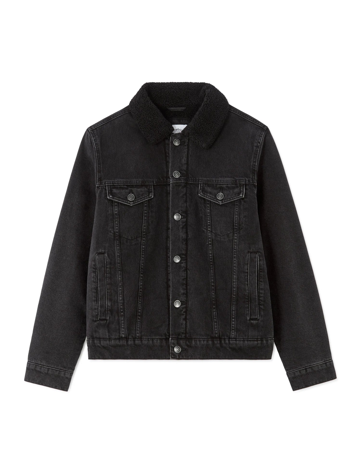 Celio_Faded Black_Sherpa-Lined Denim Jacket_JUDENSHERP_FADED BLACK_06