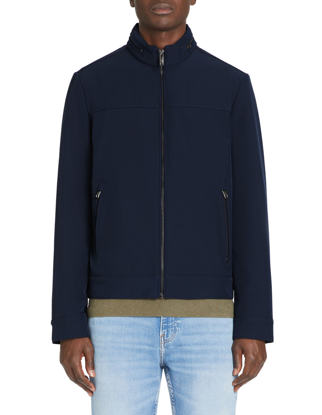 Celio_Navy Softshell Jacket with High Collar_JUPRADO1_NAVY_01