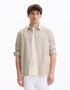 Celio_Beige Regular 100% Cotton Striped Shirt_LABANK_BEIGE_01