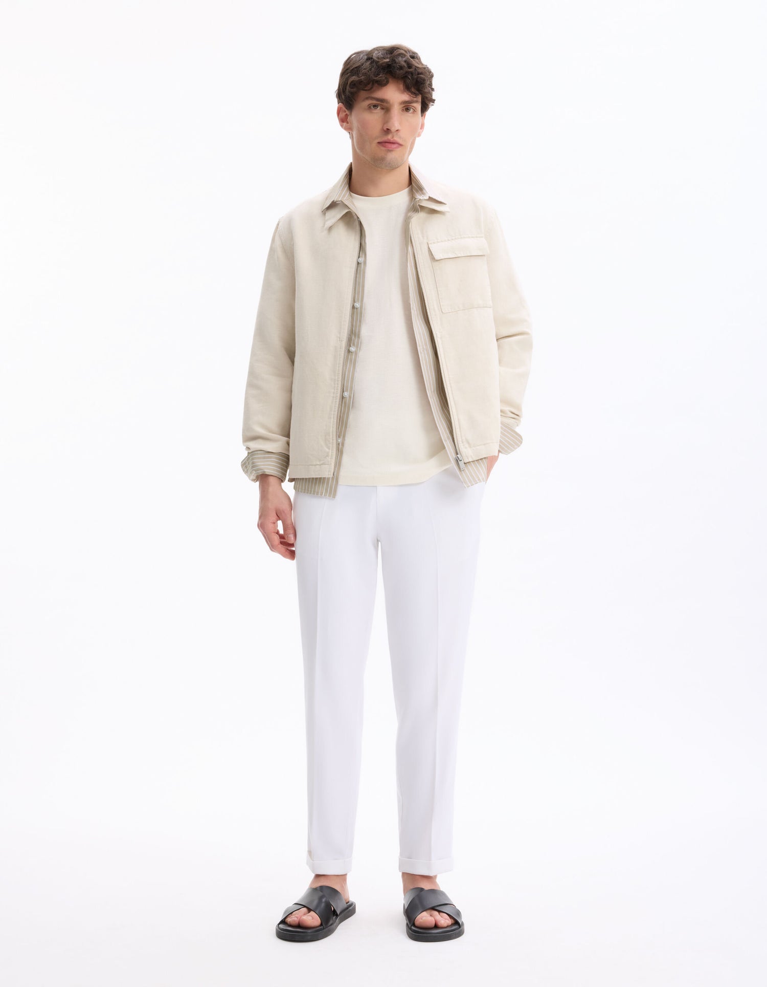 Celio_Beige Regular 100% Cotton Striped Shirt_LABANK_BEIGE_02