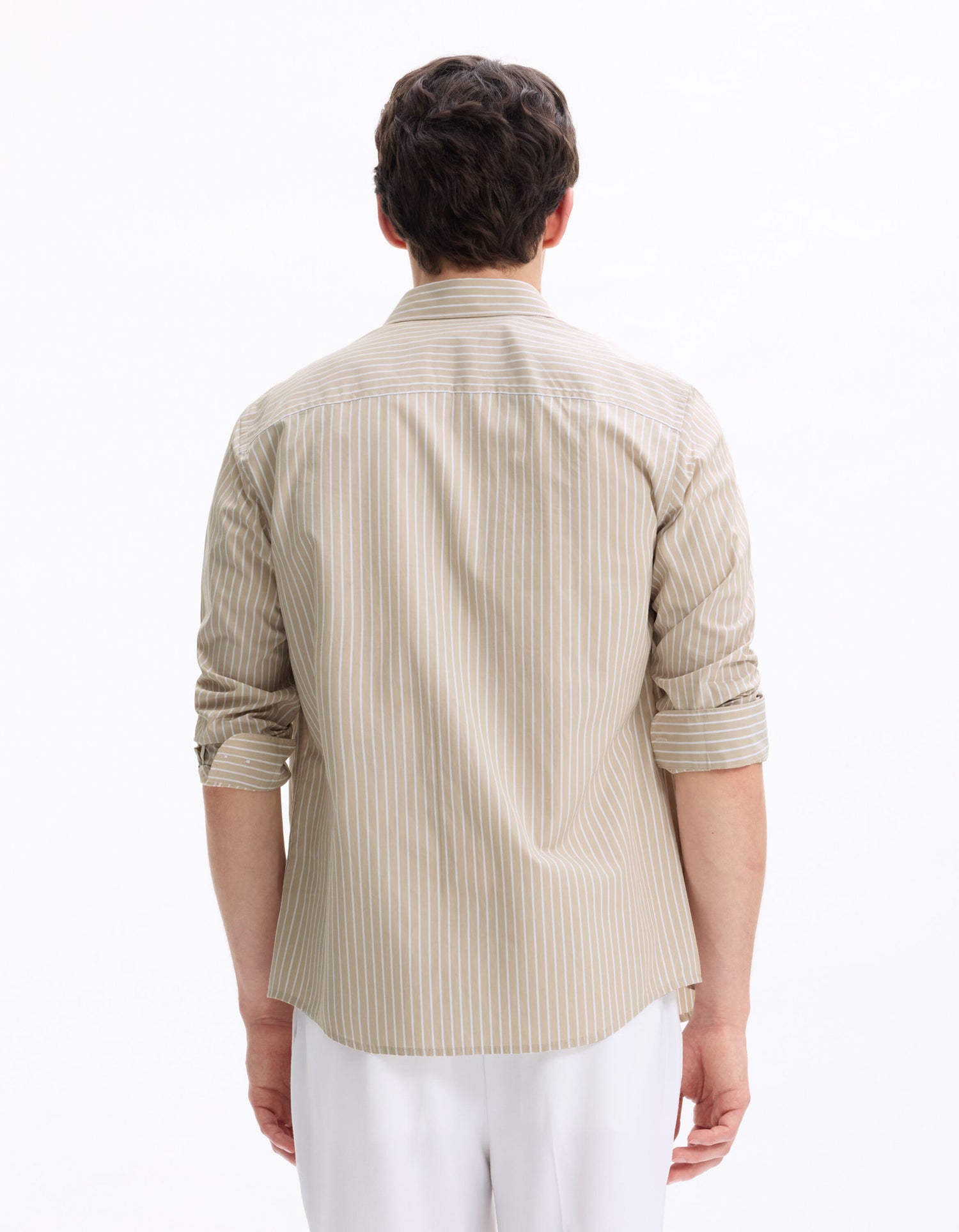 Celio_Beige Regular 100% Cotton Striped Shirt_LABANK_BEIGE_03