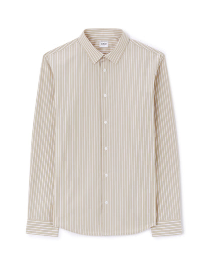 Celio_Beige Regular 100% Cotton Striped Shirt_LABANK_BEIGE_05