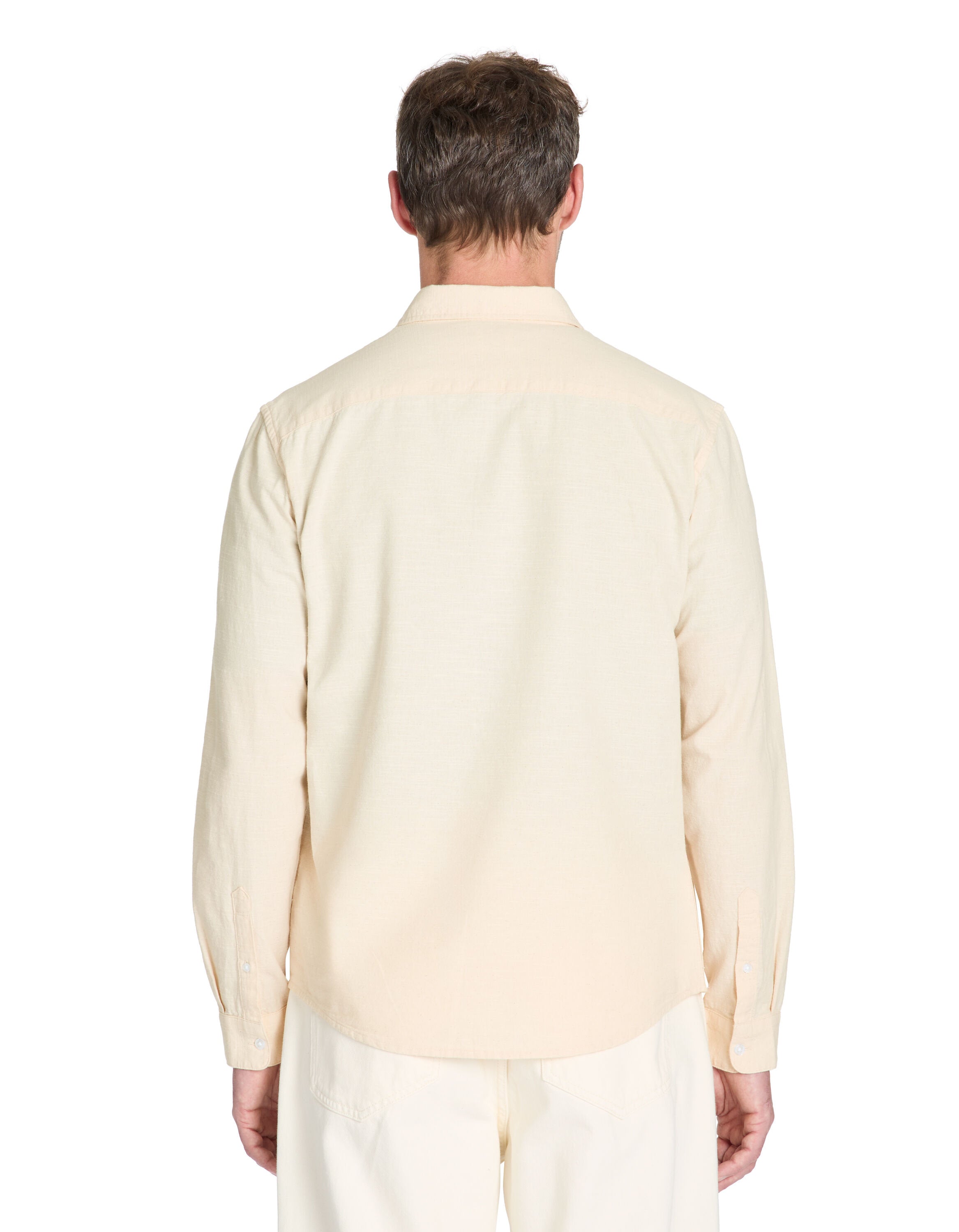 Celio_Beige Regular Shirt in 100% Cotton Chambray_LACHAMBRAY_BEIGE_03