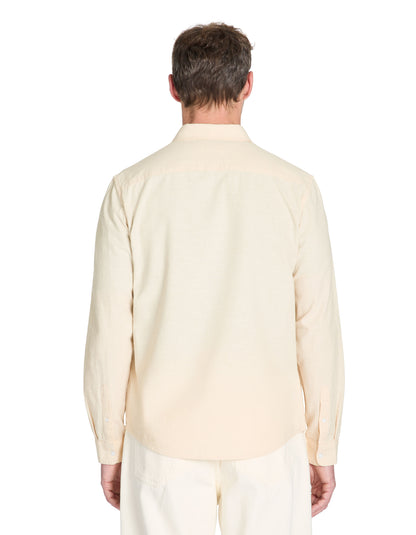 Celio_Beige Regular Shirt in 100% Cotton Chambray_LACHAMBRAY_BEIGE_03