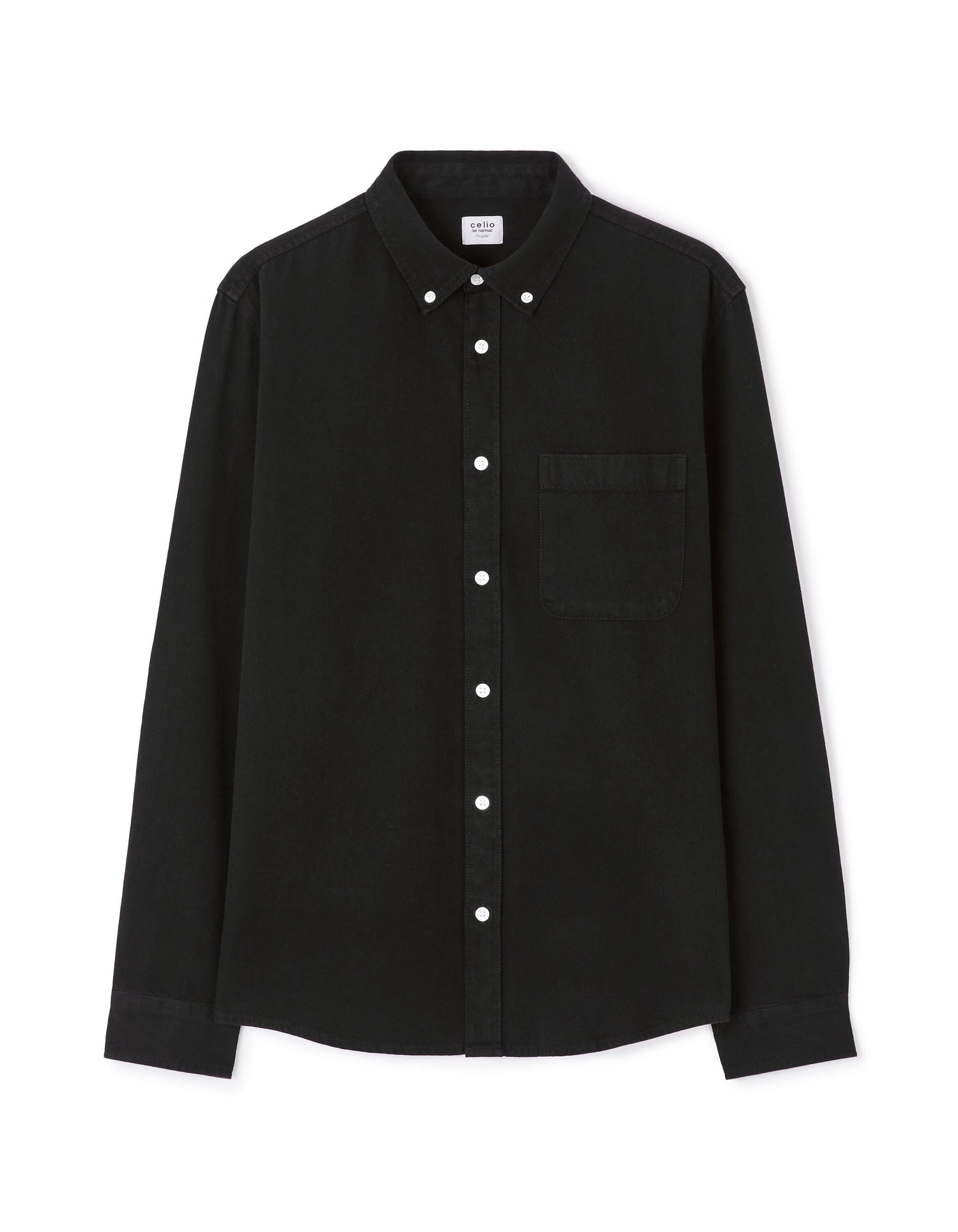 Celio_Black Regular 100% Cotton Denim Shirt_LADENIM_BLACK_01