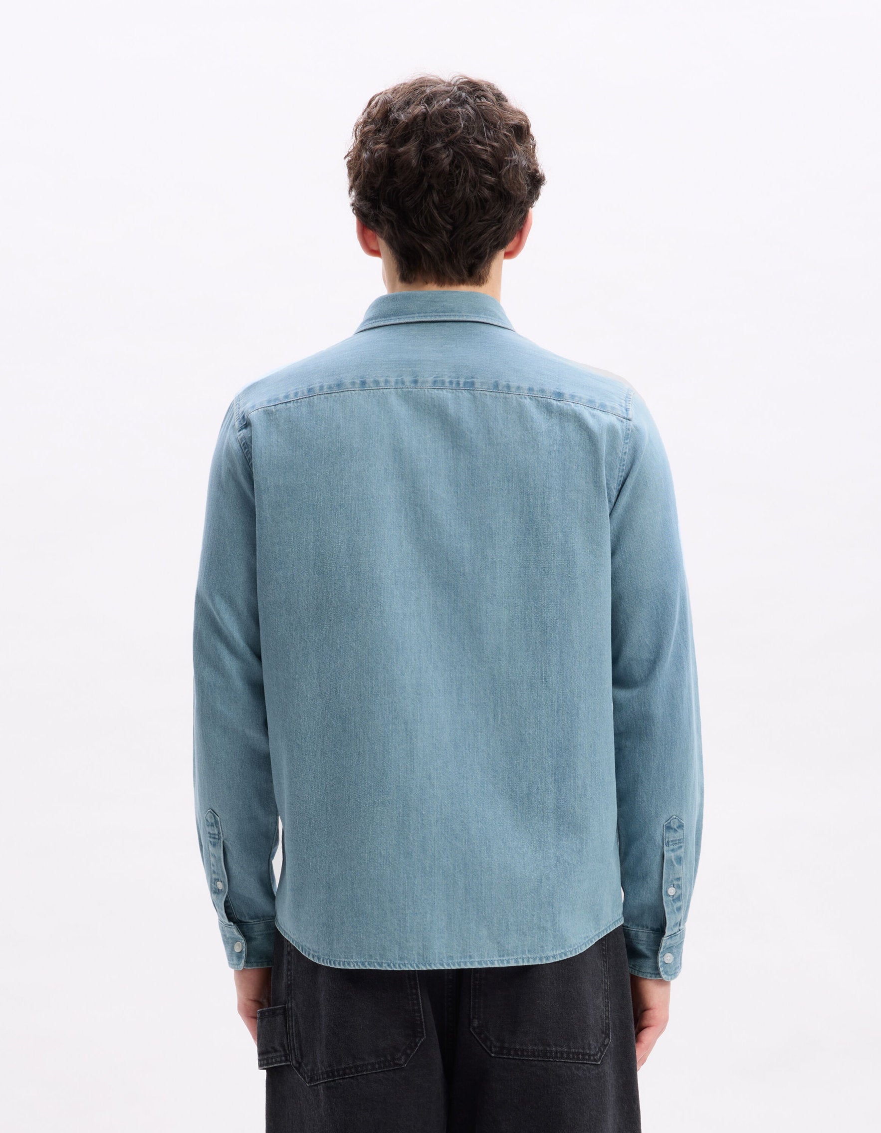 Celio_Blue Regular 100% Cotton Denim Shirt_LADENIM_BLEACH INDIGO_03