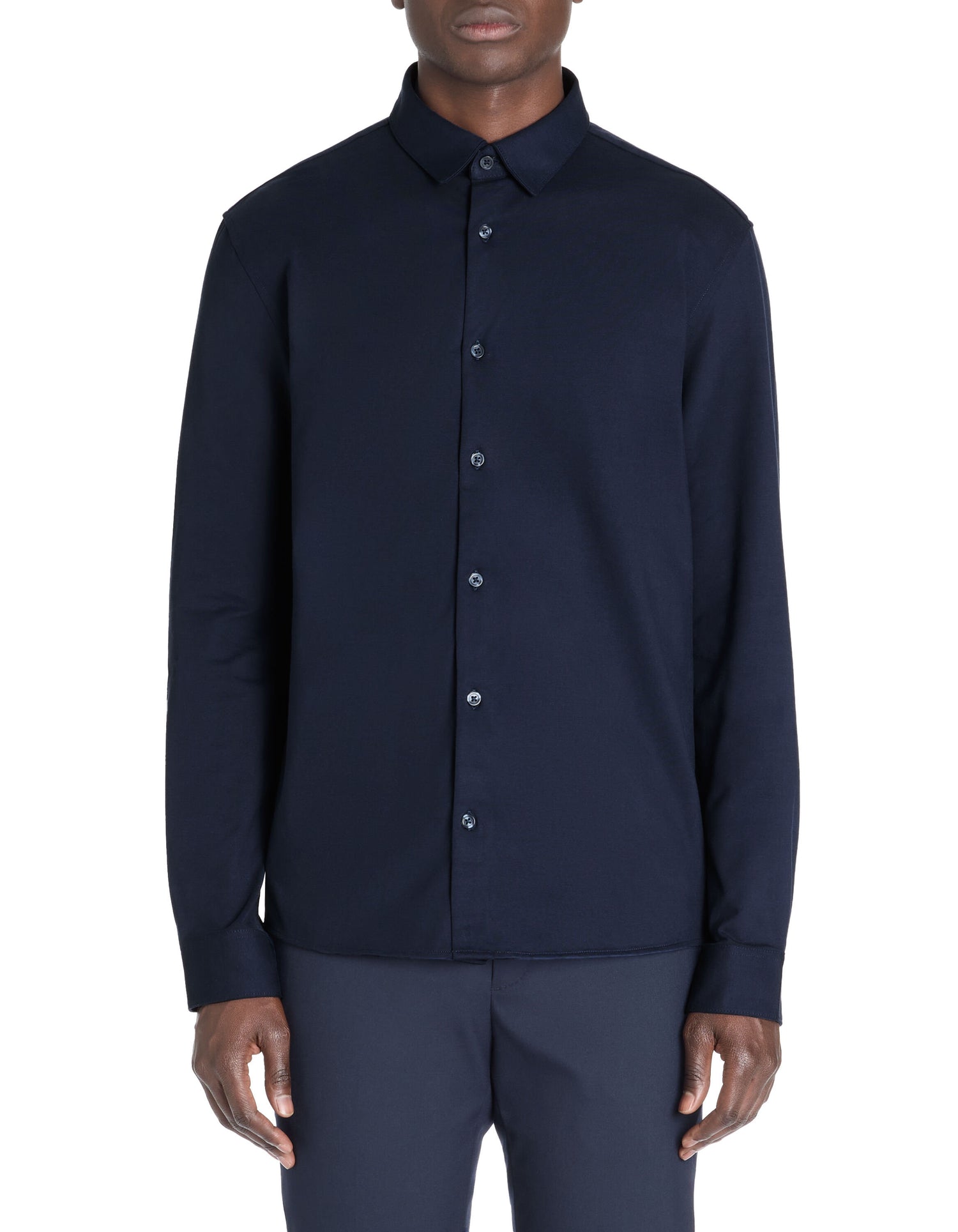 Celio_Regular Casual Stretch Cotton Shirt - Navy_LAJERSEY_NAVY_01