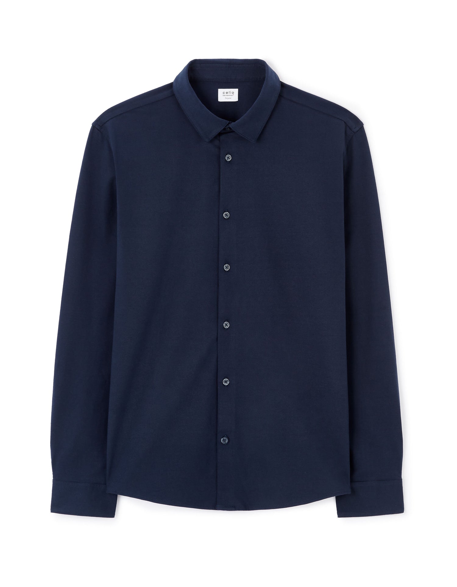 Celio_Regular Casual Stretch Cotton Shirt - Navy_LAJERSEY_NAVY_03