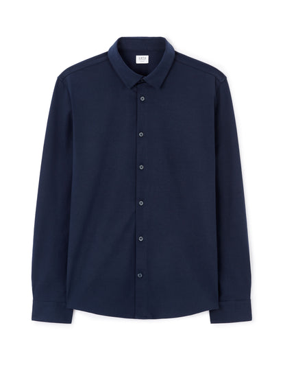 Celio_Regular Casual Stretch Cotton Shirt - Navy_LAJERSEY_NAVY_03