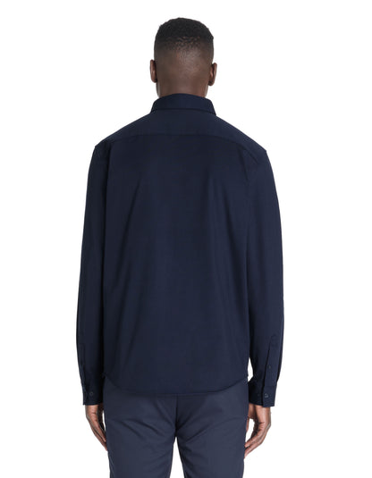 Celio_Regular Casual Stretch Cotton Shirt - Navy_LAJERSEY_NAVY_04