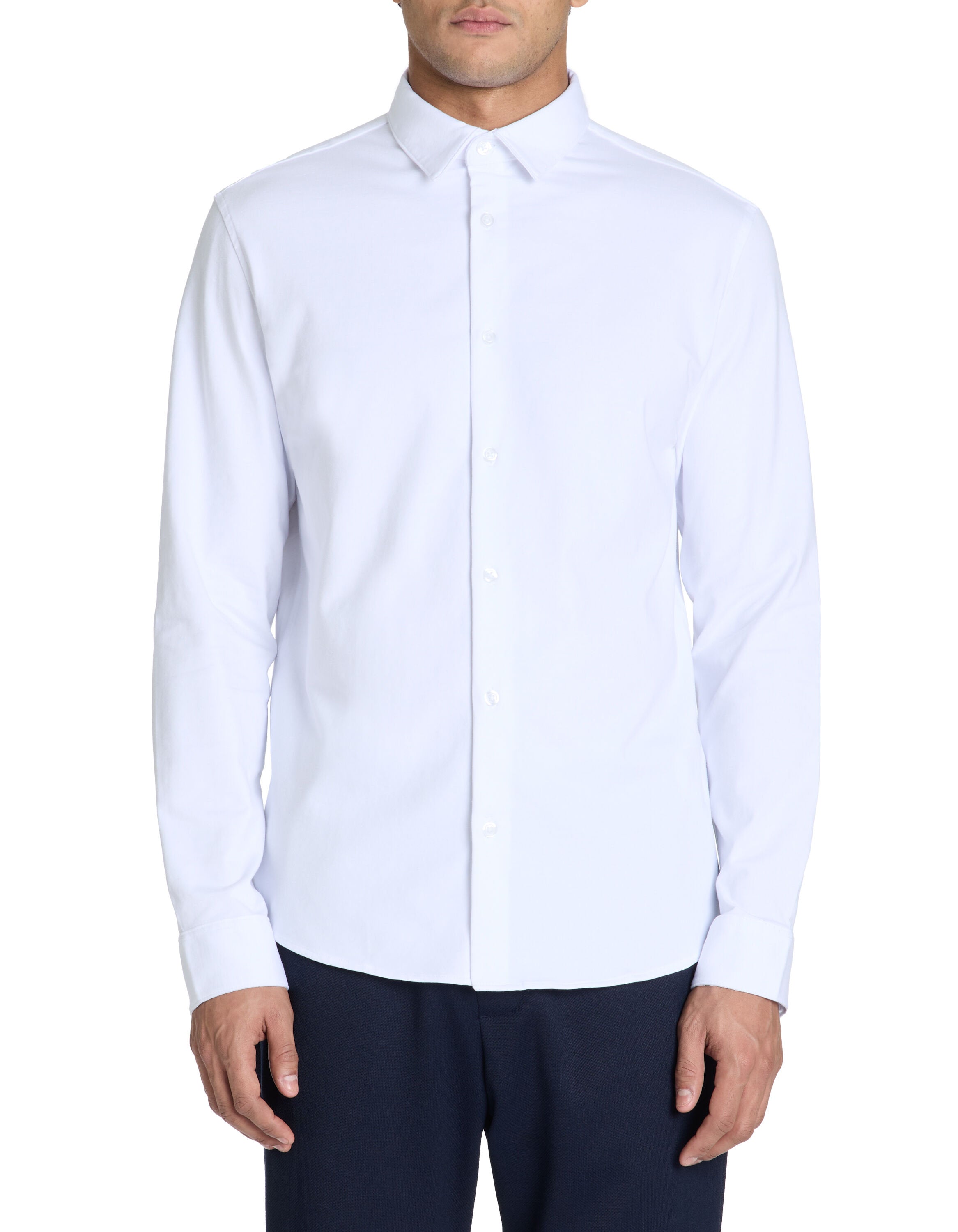Celio_White Regular Jersey Shirt with French Collar_LAJERSEY_OPTICAL WHITE_01