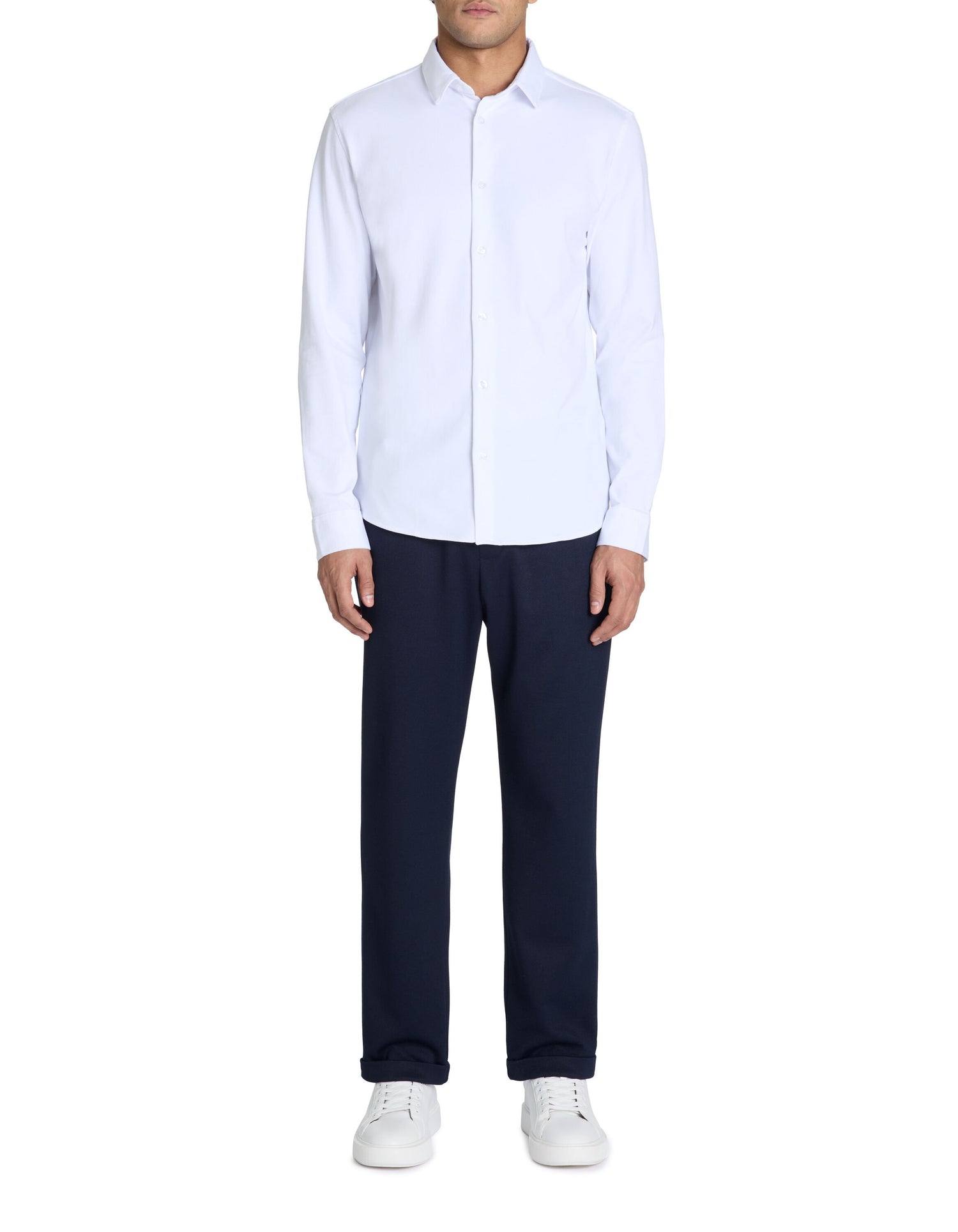 Celio_White Regular Jersey Shirt with French Collar_LAJERSEY_OPTICAL WHITE_02
