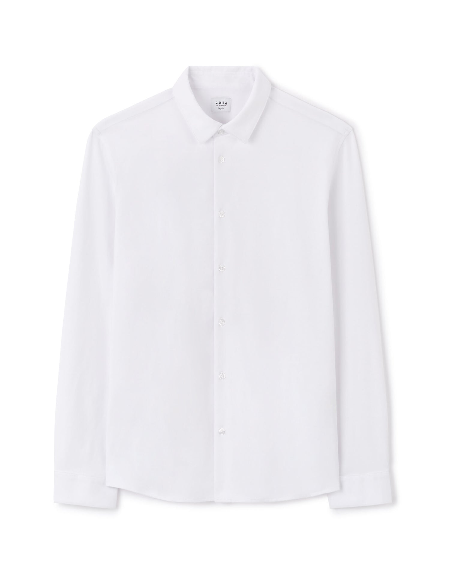 Celio_White Regular Jersey Shirt with French Collar_LAJERSEY_OPTICAL WHITE_04