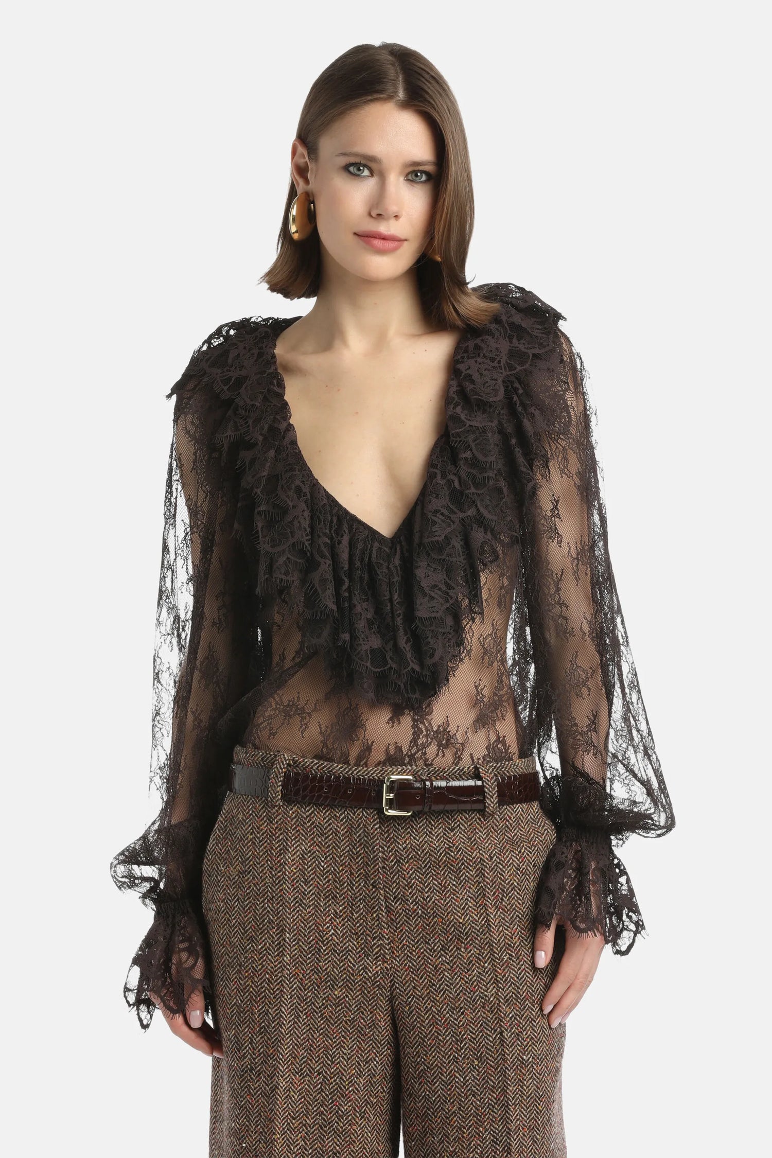 Luisa Spagnoli_Brown_Lancio - Lace Blouse Ð Fashion Show_LANCIO_0993_02