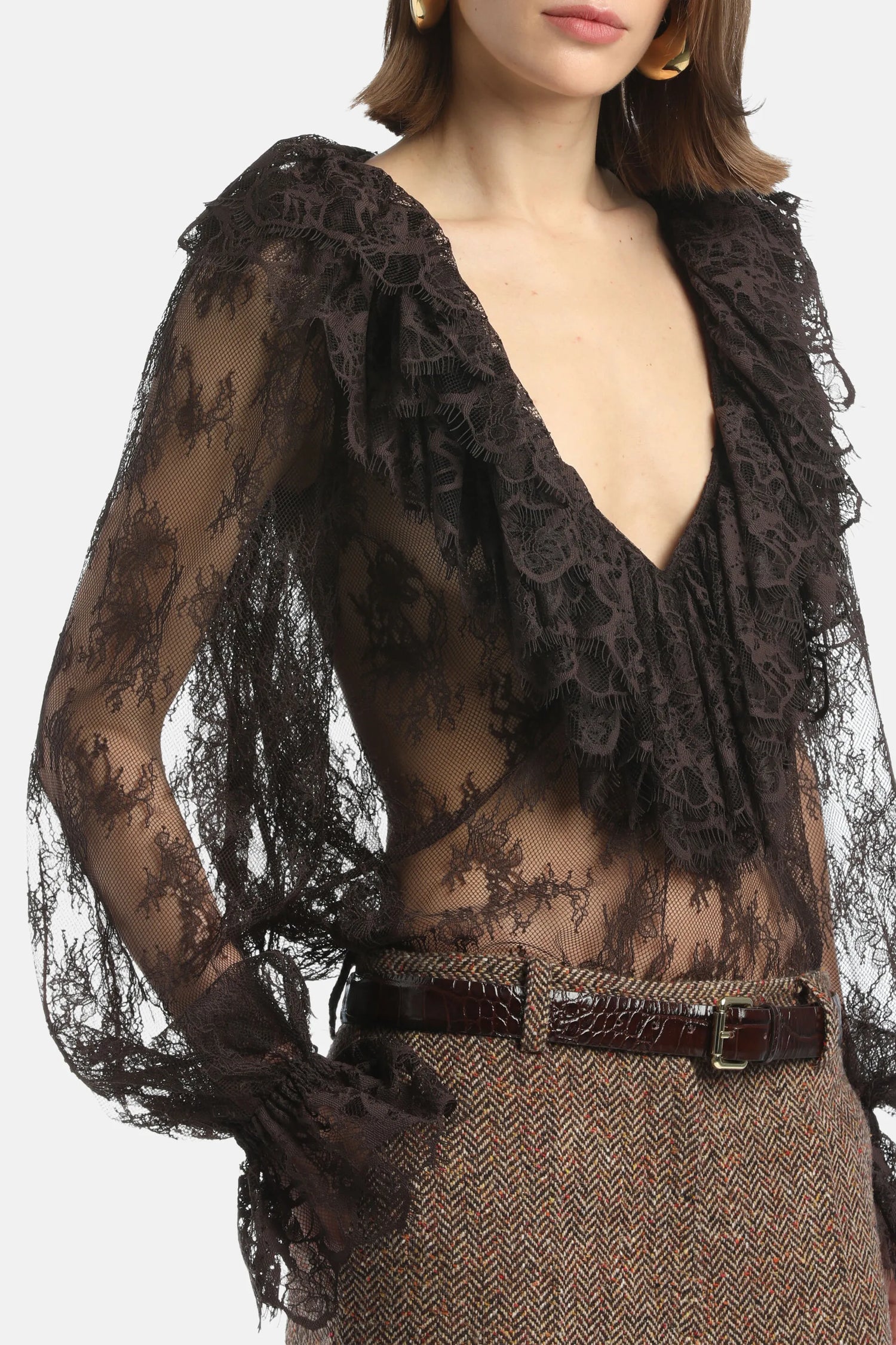 Luisa Spagnoli_Brown_Lancio - Lace Blouse Ð Fashion Show_LANCIO_0993_04