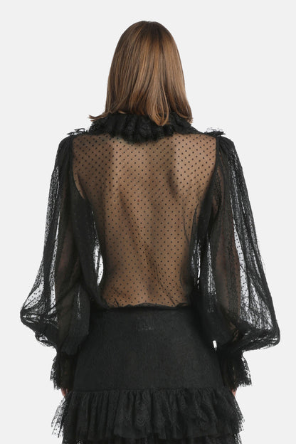 Luisa Spagnoli_Nero_Lanteri - Lace and Plumetis Tulle Blouse Ð Fashion Show_LANTERI_0101_03