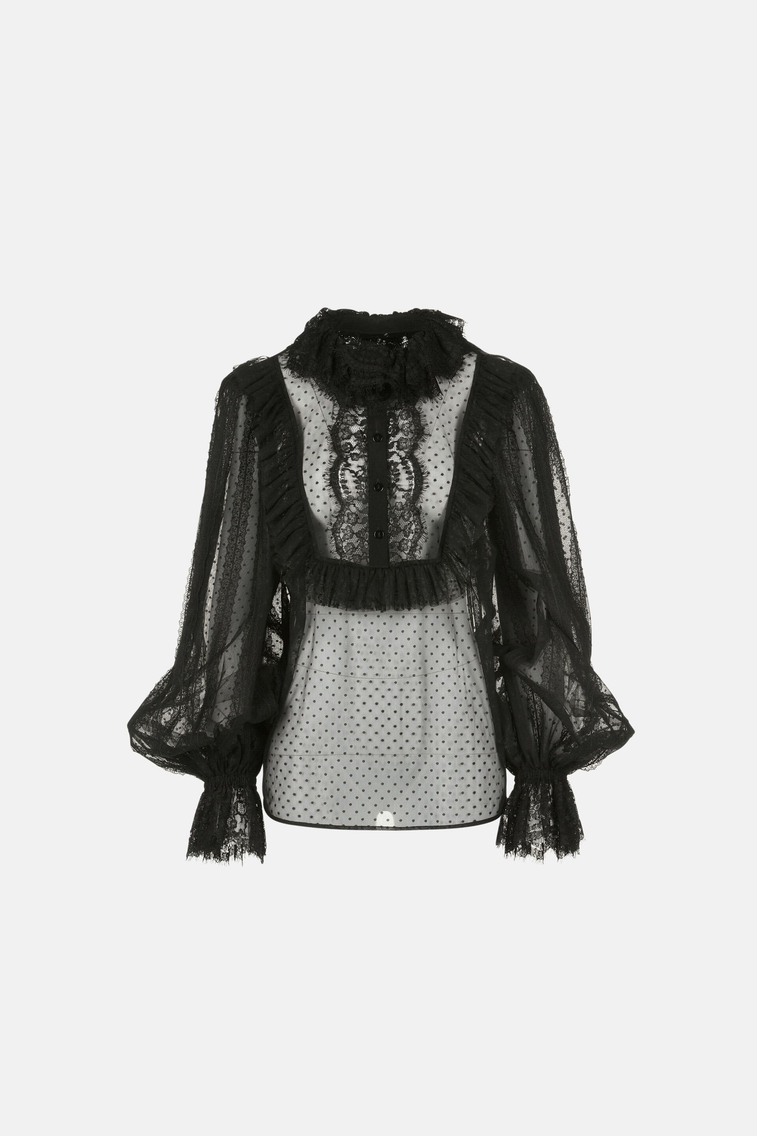 Luisa Spagnoli_Nero_Lanteri - Lace and Plumetis Tulle Blouse Ð Fashion Show_LANTERI_0101_07