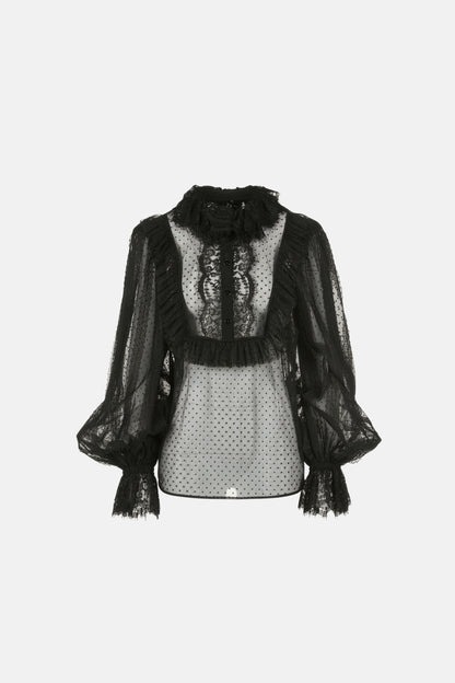 Luisa Spagnoli_Nero_Lanteri - Lace and Plumetis Tulle Blouse Ð Fashion Show_LANTERI_0101_07