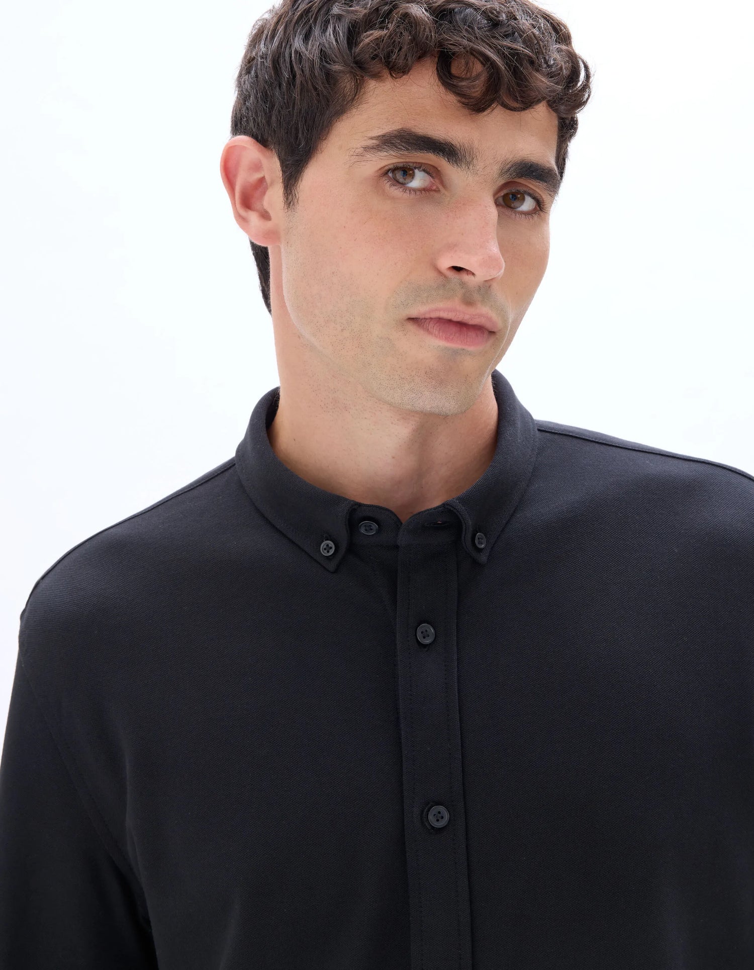 Celio_Black_Regular Pique Cotton Shirt_LAPIC_BLACK_04
