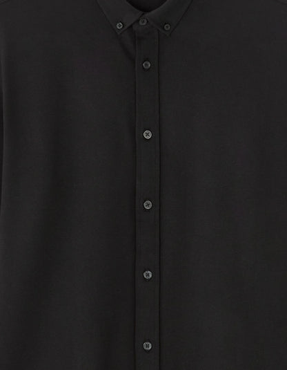 Celio_Black_Regular Pique Cotton Shirt_LAPIC_BLACK_05