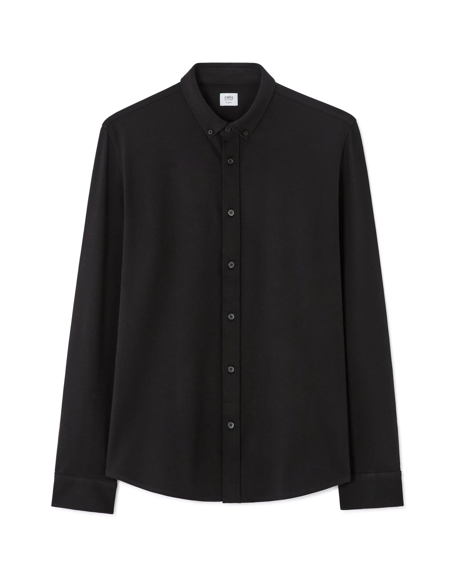 Celio_Black_Regular Pique Cotton Shirt_LAPIC_BLACK_07