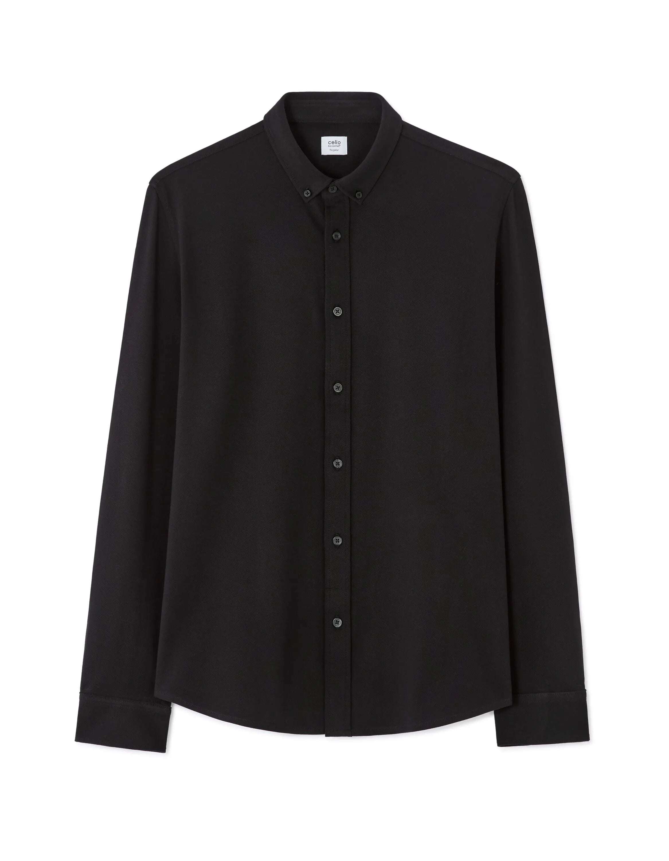 Celio_Black_Regular Pique Cotton Shirt_LAPIC_BLACK_07