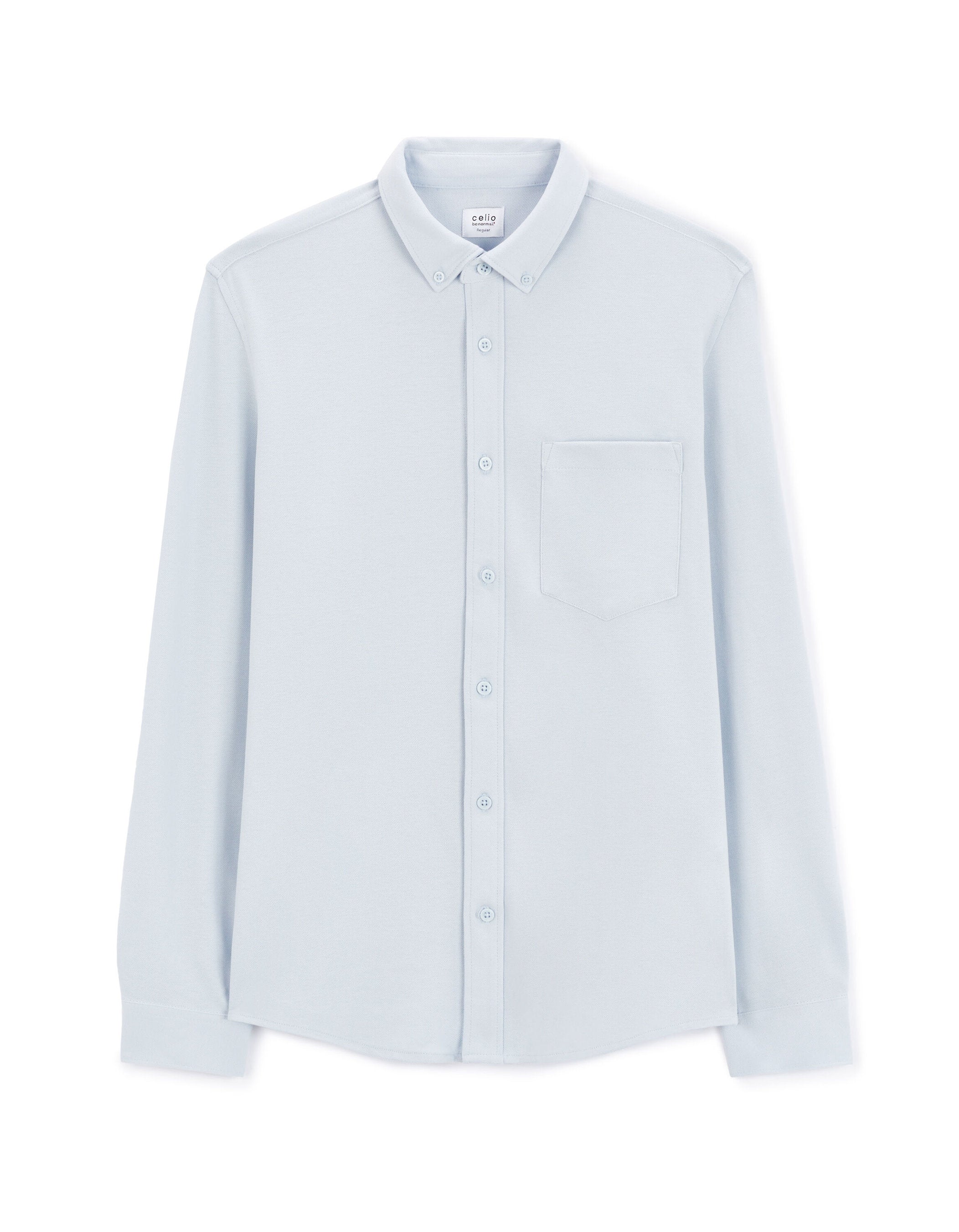 Celio_Light Blue Regular Stretch Cotton PiquŽ Shirt_LAPIC_LIGHT BLUE_04