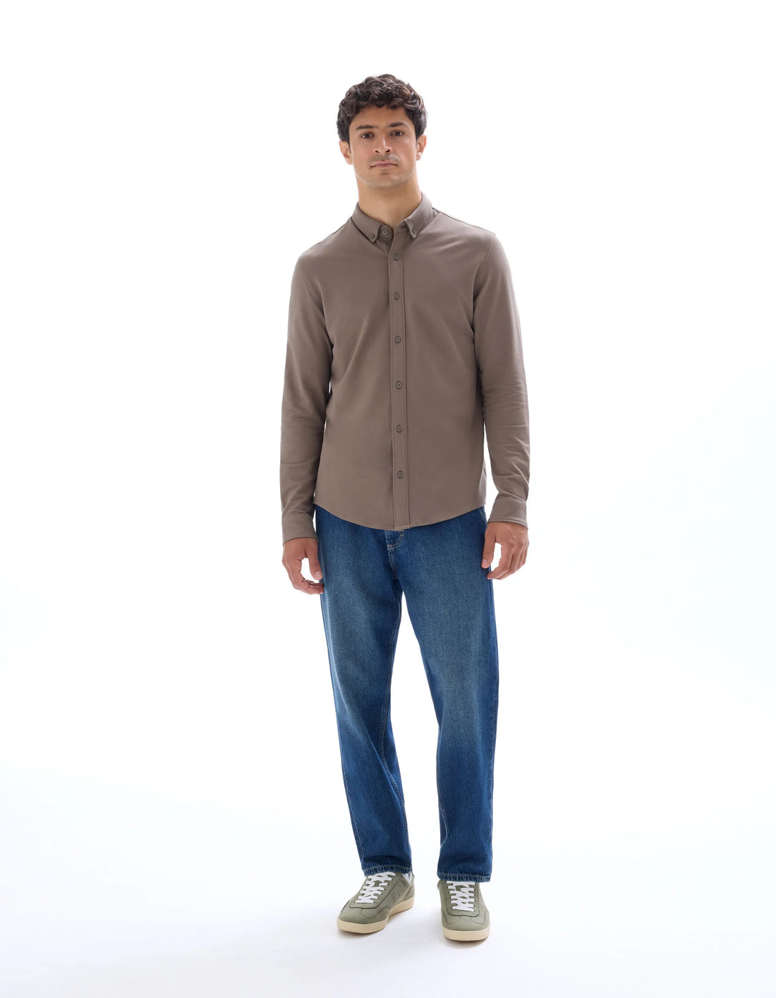 Celio_Marron Clair_Regular Pique Cotton Shirt_LAPIC_MARRON CLAIR_02