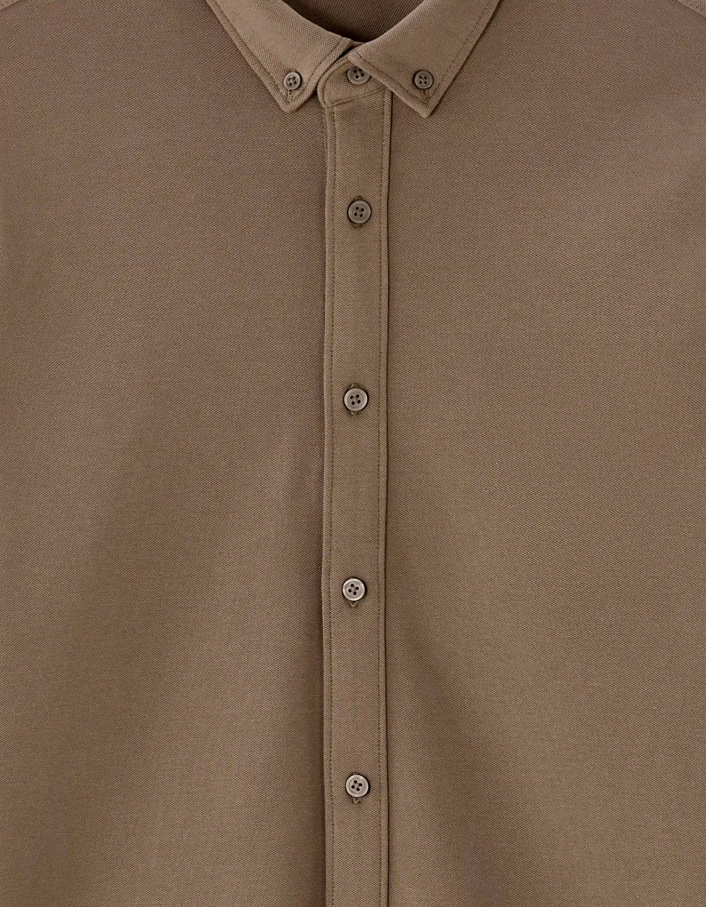 Celio_Marron Clair_Regular Pique Cotton Shirt_LAPIC_MARRON CLAIR_05