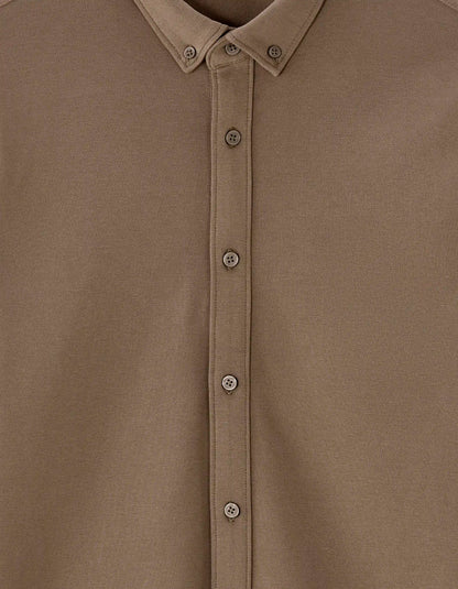 Celio_Marron Clair_Regular Pique Cotton Shirt_LAPIC_MARRON CLAIR_05