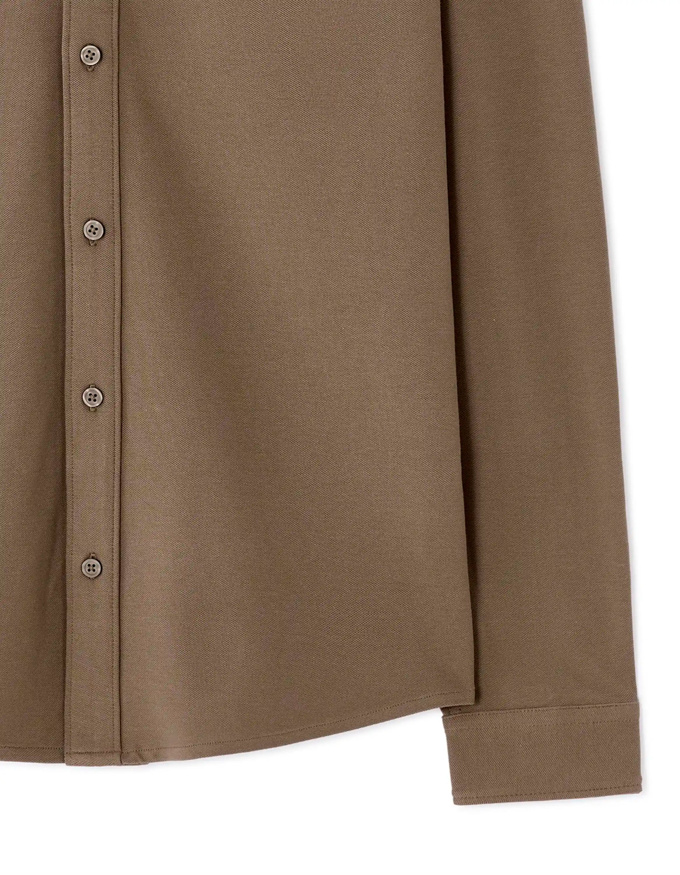 Celio_Marron Clair_Regular Pique Cotton Shirt_LAPIC_MARRON CLAIR_06