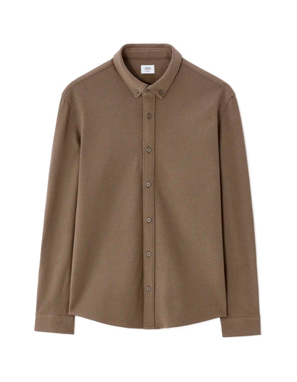 Celio_Marron Clair_Regular Pique Cotton Shirt_LAPIC_MARRON CLAIR_07