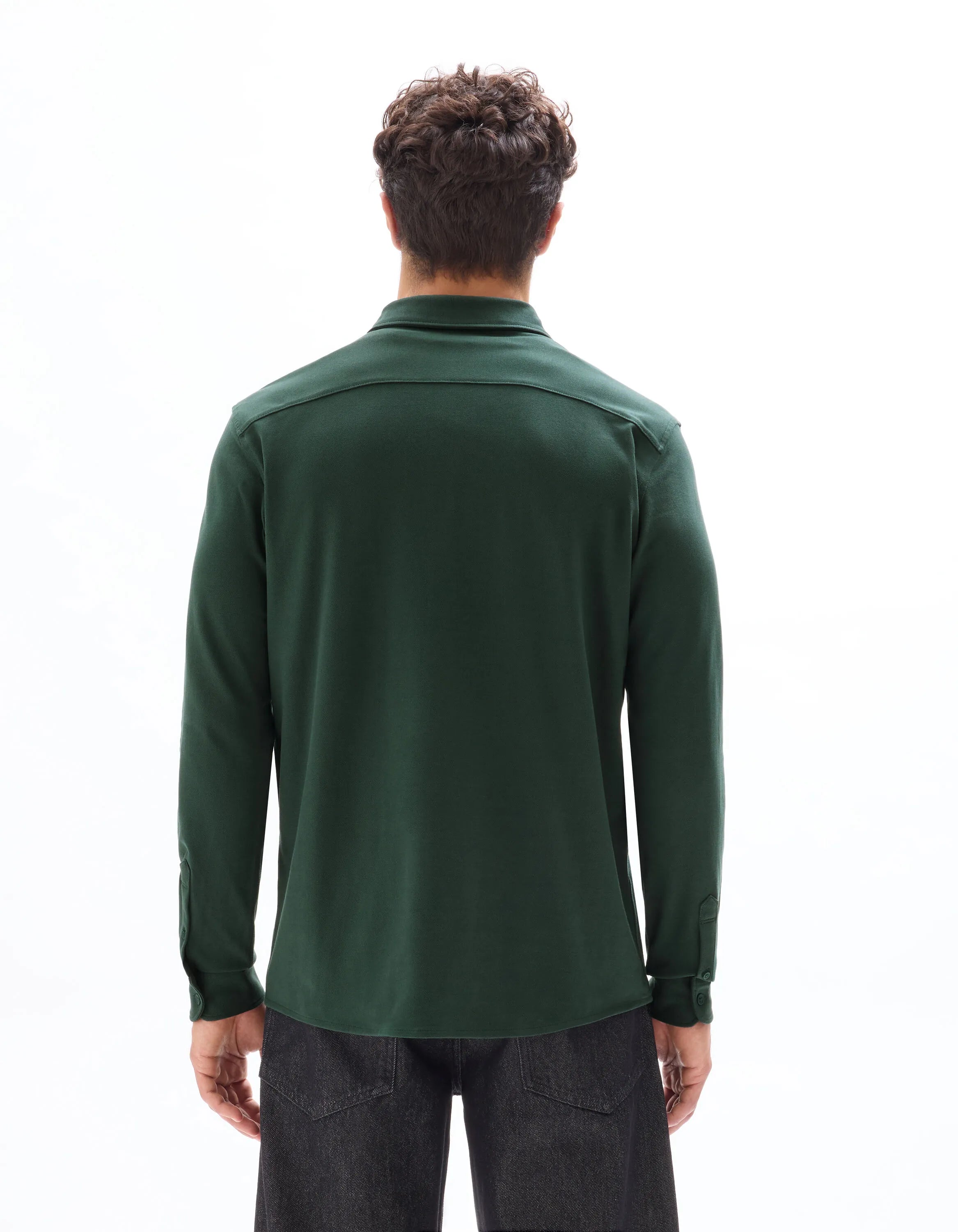 Celio_Vert Fonce_Regular Pique Cotton Shirt_LAPIC_VERT FONCE_03