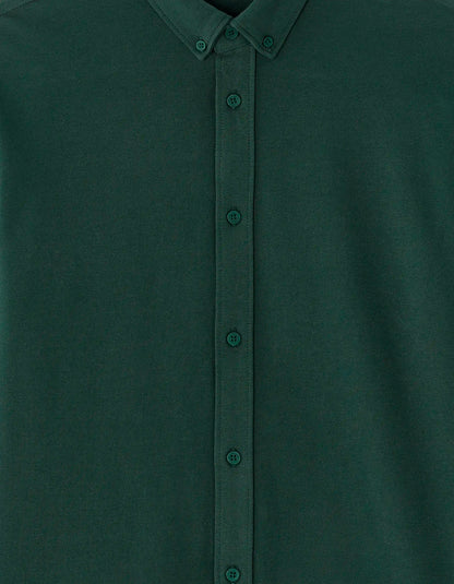 Celio_Vert Fonce_Regular Pique Cotton Shirt_LAPIC_VERT FONCE_05