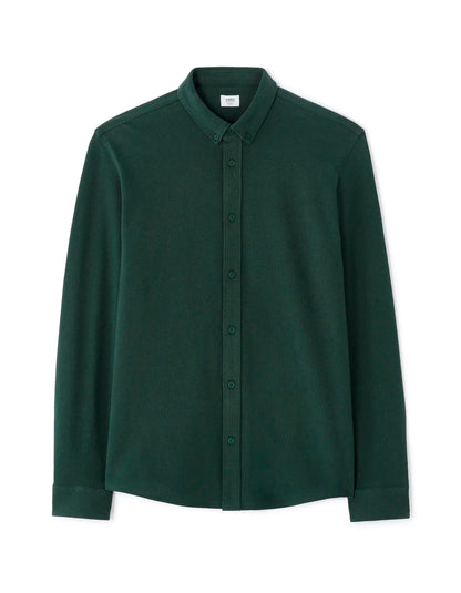Celio_Vert Fonce_Regular Pique Cotton Shirt_LAPIC_VERT FONCE_07