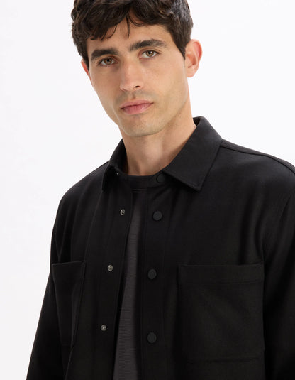 Celio_Black_Textured 2-Pocket Overshirt_LAPOUKI_BLACK_04