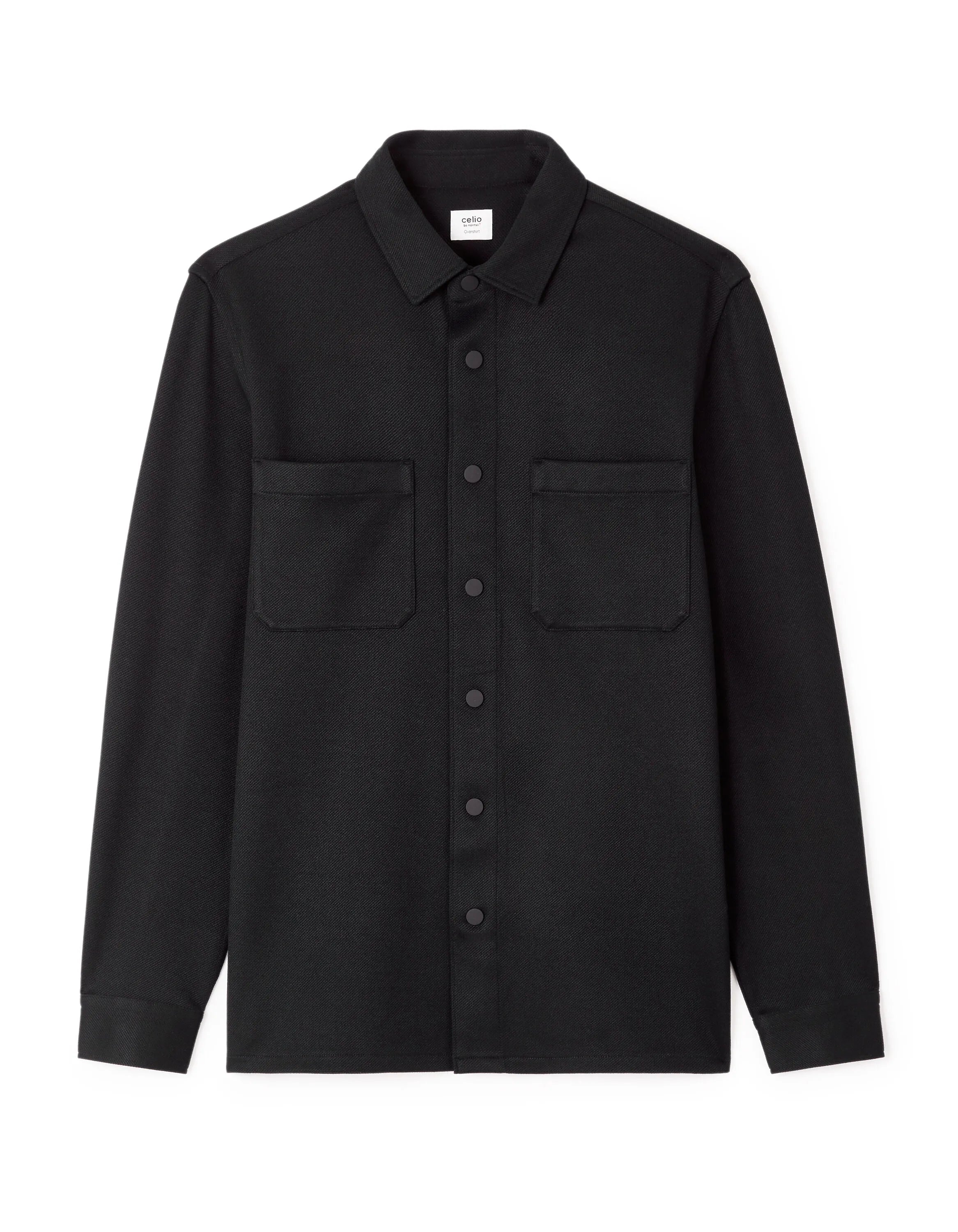 Celio_Black_Textured 2-Pocket Overshirt_LAPOUKI_BLACK_05