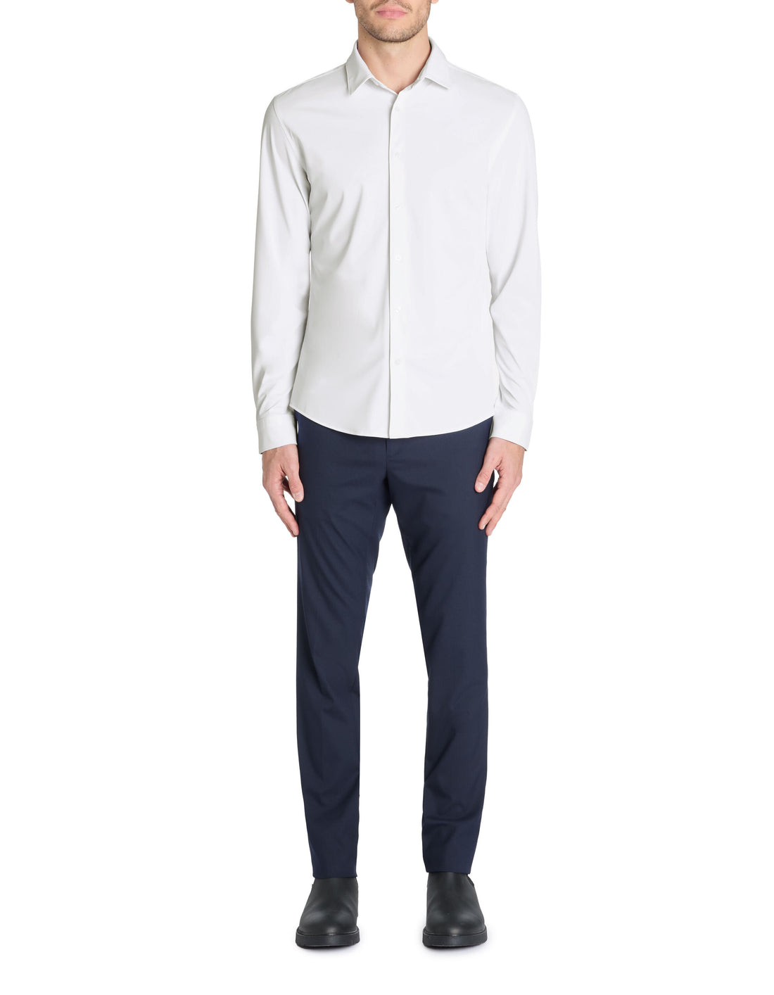 Celio_White Slim Fit Shirt with Stretch French Collar_LASTRET_OPTICAL WHITE_02