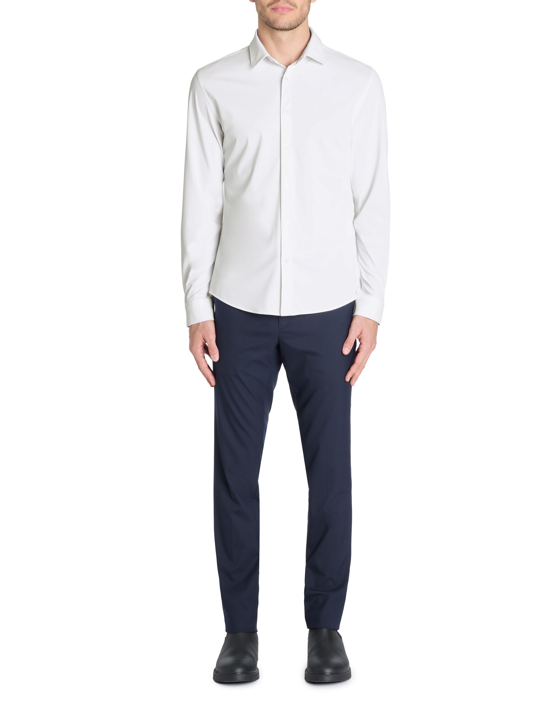 Celio_White Slim Fit Shirt with Stretch French Collar_LASTRET_OPTICAL WHITE_02
