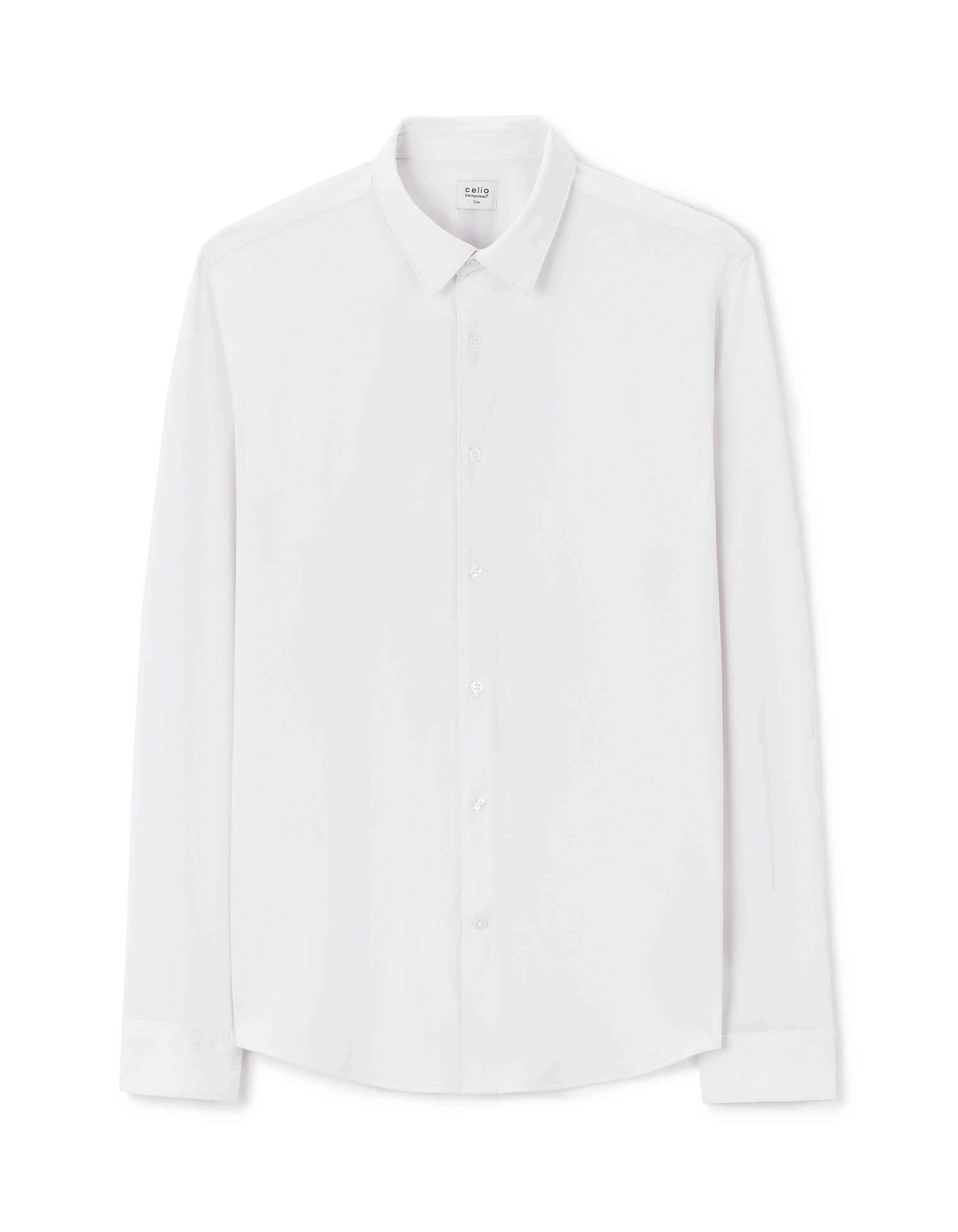 Celio_White Slim Fit Shirt with Stretch French Collar_LASTRET_OPTICAL WHITE_04
