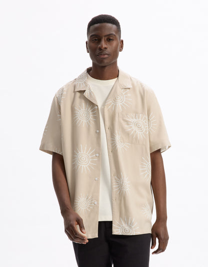 Celio_Beige 100% Viscose Sunburst Print Shirt_LASUNY_BEIGE_02