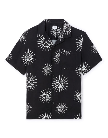 Celio_Black 100% Viscose Sunburst Print Shirt_LASUNY_BLACK_05